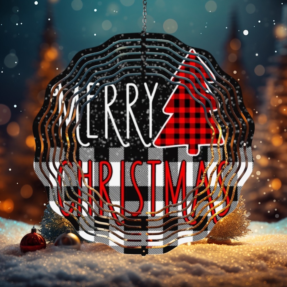 Handcrafted 8in Merry Christmas wind spinner